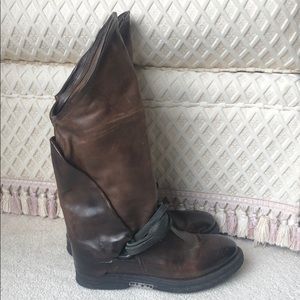 A.S. 98 Brown Leather Cowgirl Boots Size 36